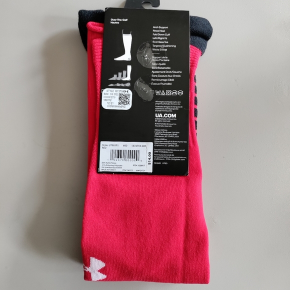 Under Armour UA SOCCER athletic cushioned Over-the-calf OTC knee high sock red - Picture 5 of 11